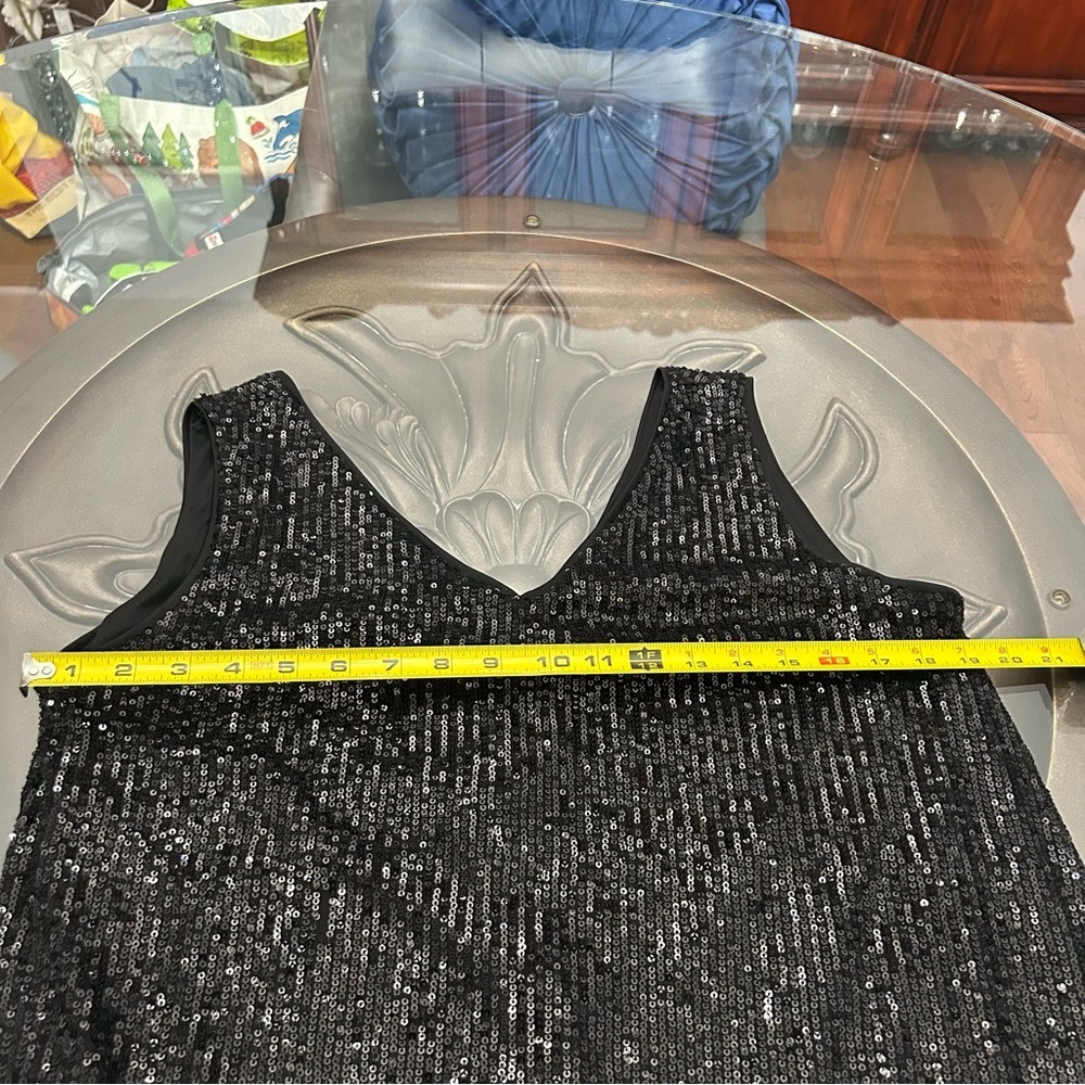 Limite Black Sequin Mini Dress | Stretch | Size L - Picture 5 of 5